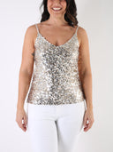 Top con maxi paillettes e spalline sottili