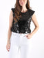 Crop top con maxi paillettes