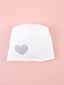 Berretto bianco in cotone con cuore glitter