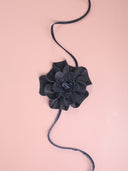 Cintura maxi fiore in pelle