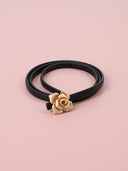 Cinturina in pelle con fibbia fiore
