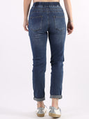 Blue jeans con elastico e fiocco in vita