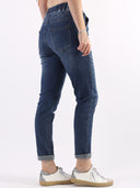 Blue jeans con elastico e fiocco in vita