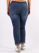 Blue jeans con elastico e fiocco in vita