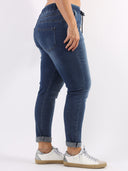 Blue jeans con elastico e fiocco in vita