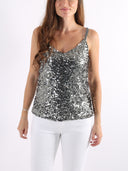 Top con maxi paillettes e spalline sottili