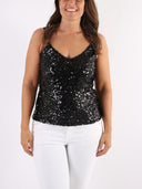 Top con maxi paillettes e spalline sottili