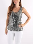 Top con maxi paillettes e spalline larghe
