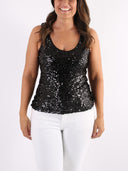 Top con maxi paillettes e spalline larghe