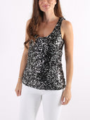 Top con maxi paillettes e spalline larghe