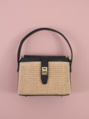 Mini bag Camilla in pelle e vimini con tracolla