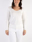 T-shirt misto viscosa con scollo a V e bordo lurex
