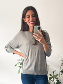 Maglioncino girocollo a costine in misto cashmere