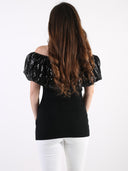 Top con scollo bardot in paillettes