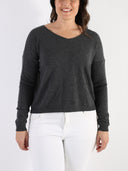 Maglioncino in misto lana e cashmere con scollo a V e bottoncini sulla schiena
