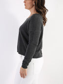 Maglioncino in misto lana e cashmere con scollo a V e bottoncini sulla schiena