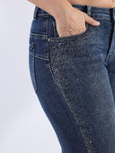 Blue jeans push-up skinny curvy con strass silver e neri