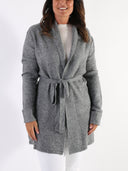 Maxi cardigan misto lana con cintura in vita