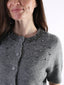 Cardigan crop misto lana con colletto gioiello