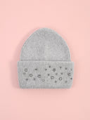 Berretto in misto angora e lana con maxi strass