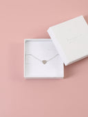 Bracciale maglia cuore con B di Bianco Argento 925