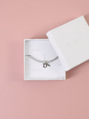 Bracciale elastico di cristalli e letterina in Argento 925