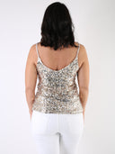 Top con maxi paillettes e spalline sottili