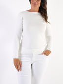 Maglioncino basic misto lana con scollo a barchetta