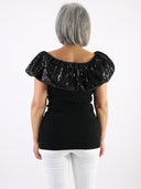 Top con scollo bardot in paillettes