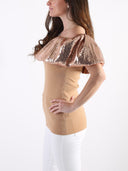 Top con scollo bardot in paillettes