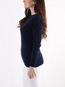 Maglioncino basic misto lana con scollo a barchetta