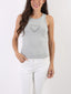 Top a costine con applicazione cuore perline e strass