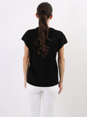 Blusa in misto viscosa con maniche corte e scollo girocollo