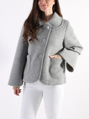 Cappottino in viscosa effetto neoprene con colletto rotondo