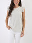 T-shirt a righine con maniche frufru