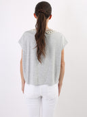 T-shirt Pearl con colletto gioiello