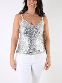 Top con maxi paillettes e spalline sottili