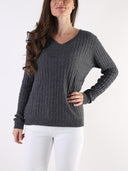 Maglione over con treccine misto angora e viscosa