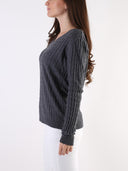 Maglione over con treccine misto angora e viscosa
