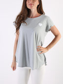 T-shirt Bianco con cuore bianco glitter e B dietro