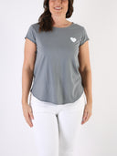 T-shirt Bianco con cuore bianco glitter e B dietro