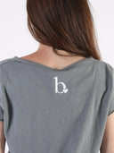 T-shirt Bianco con cuore bianco glitter e B dietro