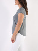 T-shirt Bianco con cuore bianco glitter e B dietro