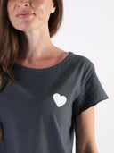 T-shirt Bianco con cuore bianco glitter e B dietro