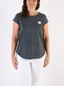 T-shirt Bianco con cuore bianco glitter e B dietro