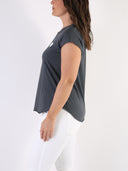 T-shirt Bianco con cuore bianco glitter e B dietro