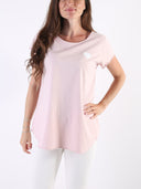 T-shirt Bianco con cuore bianco glitter e B dietro