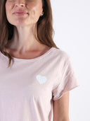 T-shirt Bianco con cuore bianco glitter e B dietro