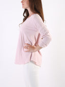 T-shirt Bianco con maniche lunghe e B dietro