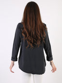 T-shirt Bianco con maniche lunghe e B dietro